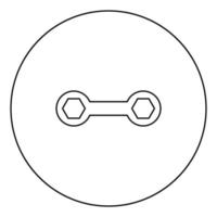 Spanner black icon outline in circle image vector