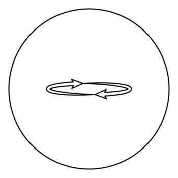 Two arrows on the circle . Angle 360 black icon outline in circle image vector