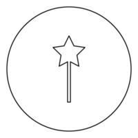 Magic wand black icon outline in circle image vector