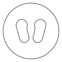 Baby footprint in footwear black icon outline in circle image vector