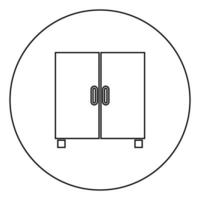 contorno de icono negro de armario o armario en imagen circular vector