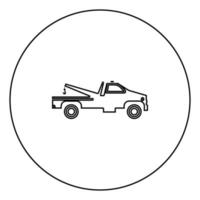 Breakdown truck black icon outline in circle image vector