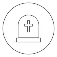 Tomb stone black icon outline in circle image vector