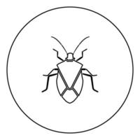 Bug black icon outline in circle image vector