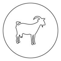 Goat black icon outline in circle image vector