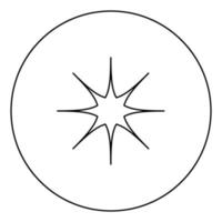 Star black icon outline in circle image vector