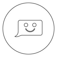 Comment smile message black icon outline in circle image vector