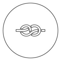 Knot black icon outline in circle image vector