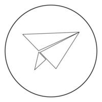 Paper airplane icon black color in circle vector