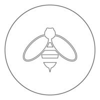 Bee icon black color in circle or round vector