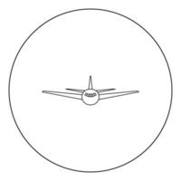 Airplane icon black color in circle or round vector