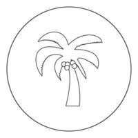 Palm icon black color in circle or round vector