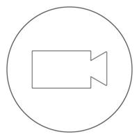 icono de cámara de video color negro en círculo o redondo vector