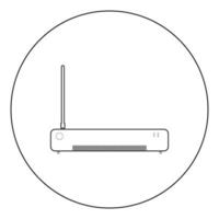 Router icon black color in circle or round vector