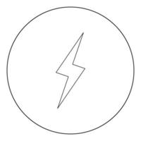 Lightning icon black color in circle or round vector