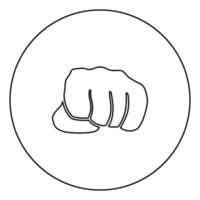 Fist black icon outline in circle image vector