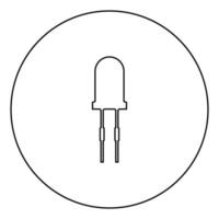 Light diode black icon outline in circle image vector