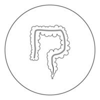 Intestine icon black color in circle or round vector