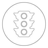 Traffic light icon black color in circle or round vector