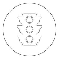 Traffic light icon black color in circle or round vector