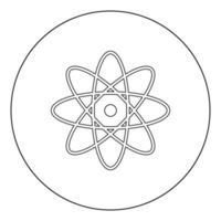 Atom icon black color in circle or round vector