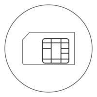Sim card icon black color in circle or round vector