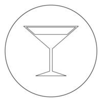 Martini glass icon black color in circle or round vector