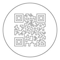 QR code icon black color in circle or round vector