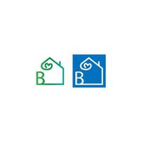 Letter B house with love icon logo vector