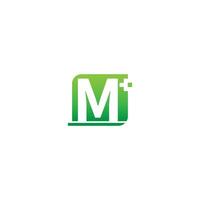 Letter M logo icon with medical cross design vector