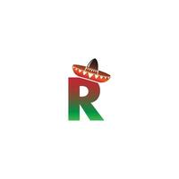 diseño de concepto de sombrero mexicano letra r vector