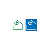 Letter I house with love icon logo vector