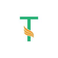 logotipo de la letra t con concepto de diseño de icono de ala vector