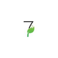 Number 7 logo leaf digital icon design concept vector