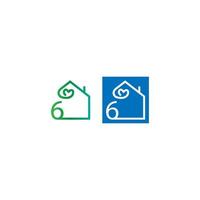 Number 6 house with love icon logo vector