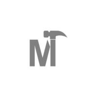 diseño de logotipo de icono de combinación de letra m y martillo vector