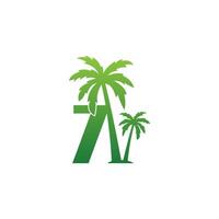 Number 7 logo and  coconut tree icon design vector