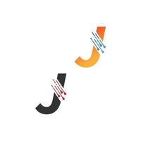 Letter J  simple  tech logo with circuit lines style icon vector