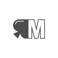 Letter M logo combined with spade icon design vector