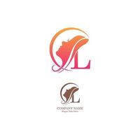 Beautiful face logo letter L icon in front  design vector