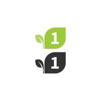 Number 1  logo leaf icon design concept vector