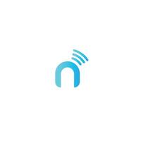 Letter n, Wireless connecting logo vector