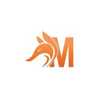 combinación de icono de cabeza de zorro con diseño de icono de logotipo de letra m vector