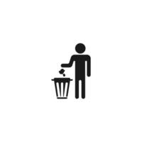 Trash and man icon vector