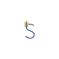 Letter S combined with wheat icon logo design vector