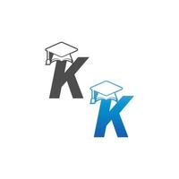 diseño de concepto de gorra de graduación de letra k vector