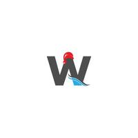 Letter W Santa hat concept design vector