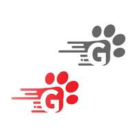 Letter G  icon on paw prints logo vector