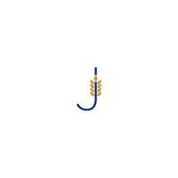 Letter J combined with wheat icon logo design vector