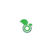 Combination of gear and green leaf logo icon vector